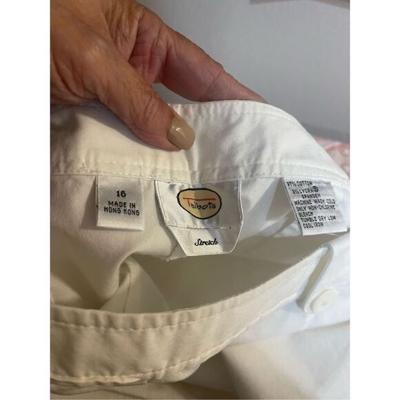 Talbots Women’s Pants Side Zip capri stretch White Size 16 - Picture 3 of 5
